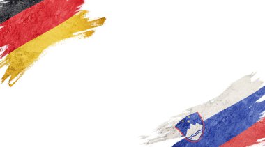 Beyaz Arkaplanda Almanya ve Slovenya Bayrakları